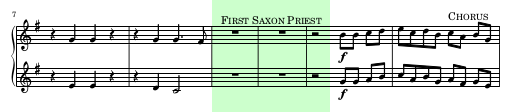 Sheet music for trumpet with two and a half bars of rests.