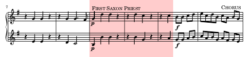 Sheet music for trumpet containing two and a half bars marked "piano" (soft).