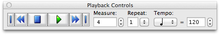 Finale NotePad 2012 playback (accessed through "Window" > "Playback Controls")