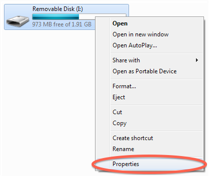 Windows "Properties" dialog showing "File system: FAT32".