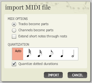 NoteFlight 2.10 MIDI import settings