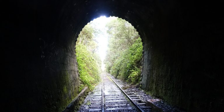 Photograph from inside of railway tunnel.